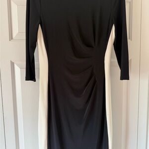 Ralph Lauren Black and Cream Long Sleeve Dress‎